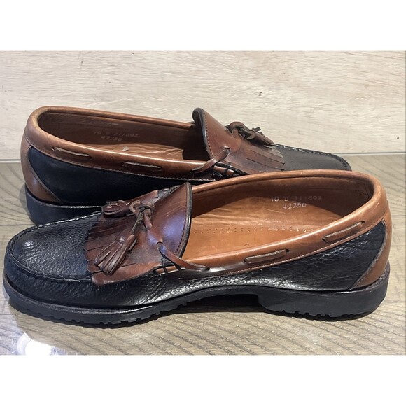 Allen Edmonds Moccasin Loafers Shoes Mens Sz 10 D Leather Black Brown Nashua tas - Picture 5 of 10